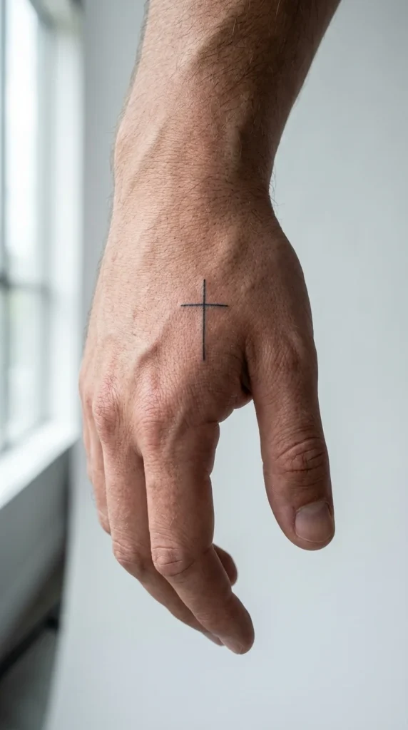 cross hand tattoo men