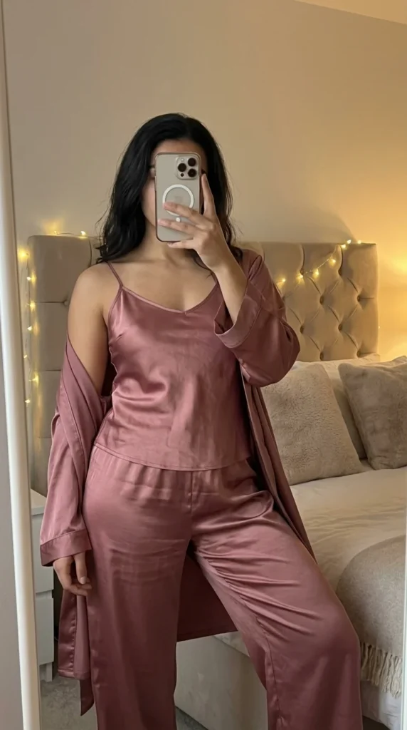 cute satin sleepover outfit