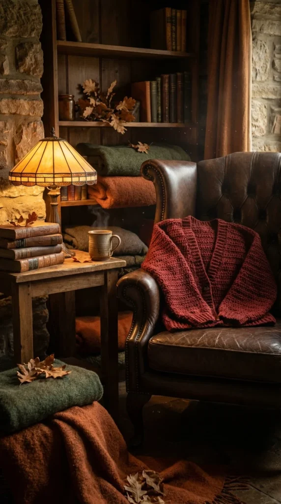 dark academia crochet cardigan decor