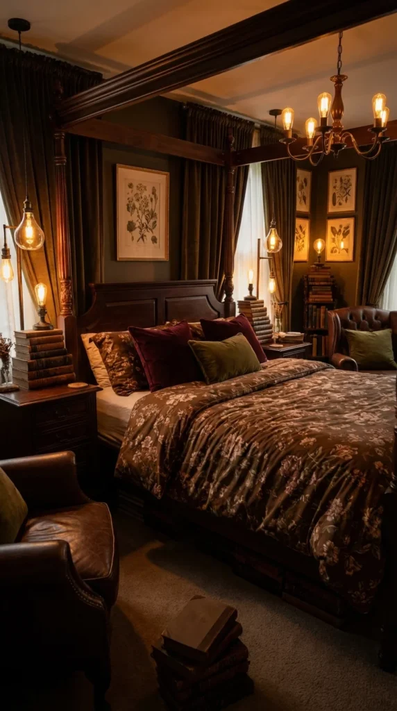 dark academia floral bedding brown botanical duvet