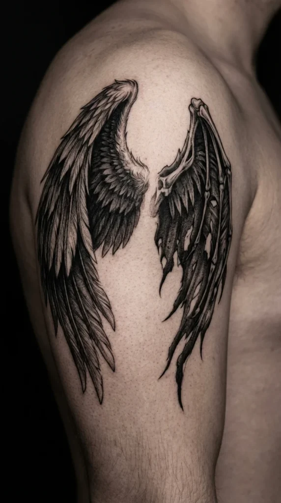dark angel torn wings tattoo arm