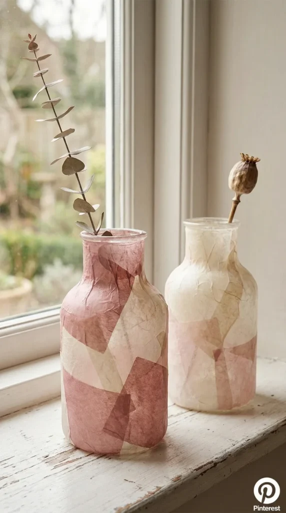 decoupage glass vase easy adult crafts