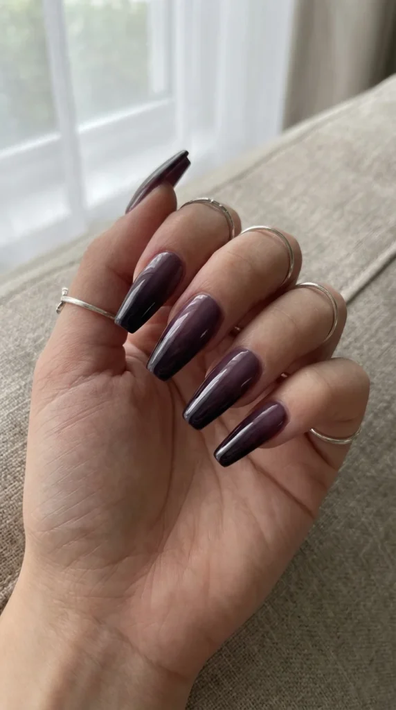 deep plum ombre nails