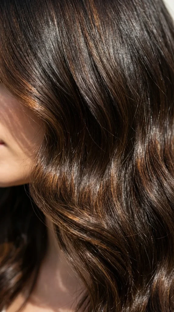 expensive glossy brunette hair