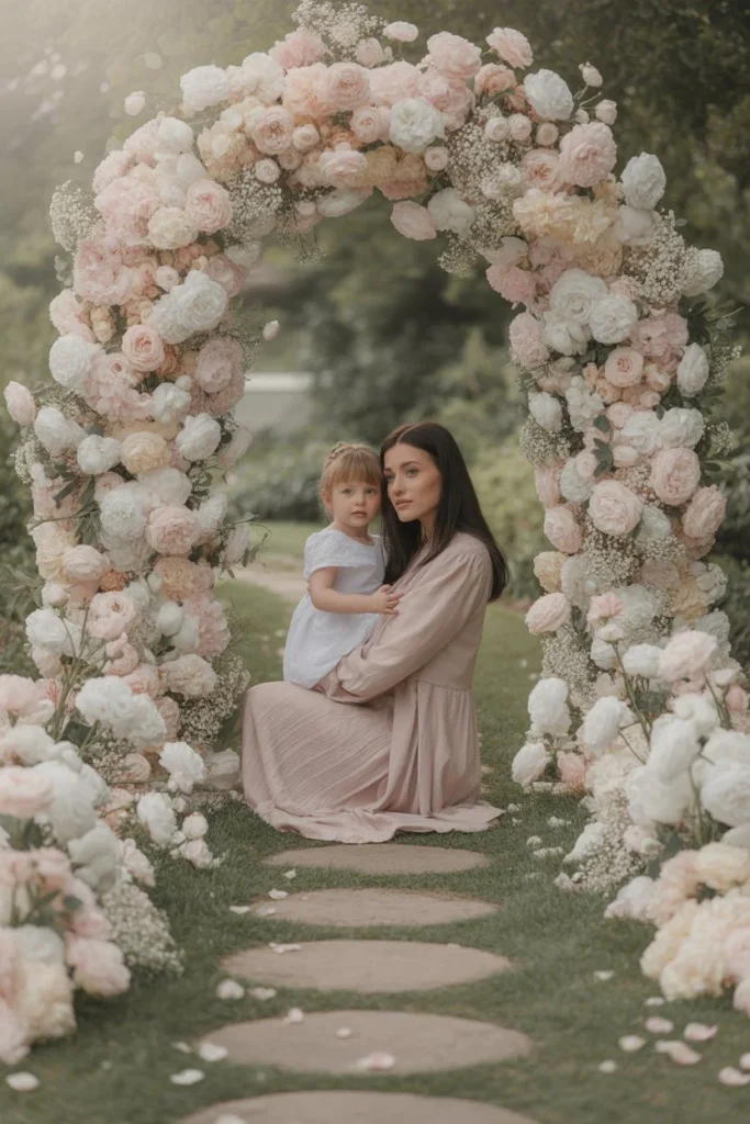 floral arch Mother's Day mini session