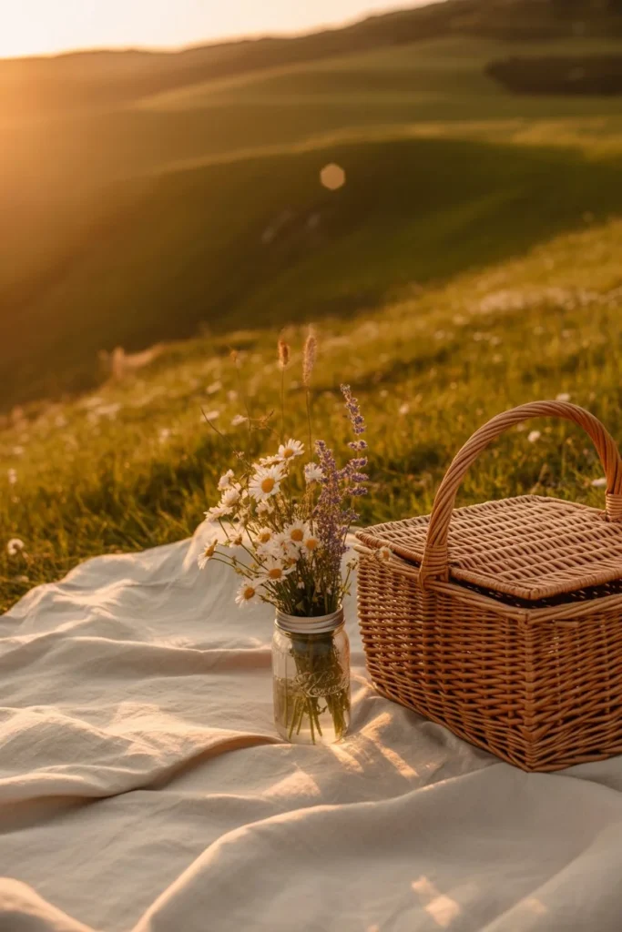 golden hour Mother's Day picnic session