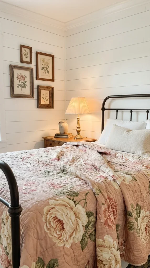 grandmillennial bedding cabbage rose quilt