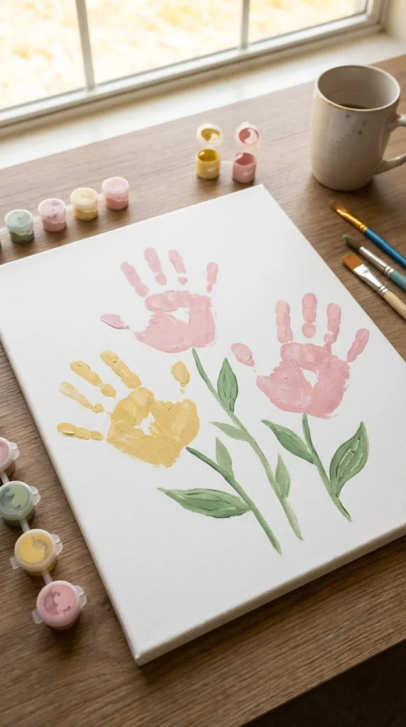 handprint flower Mother's Day craft for kids