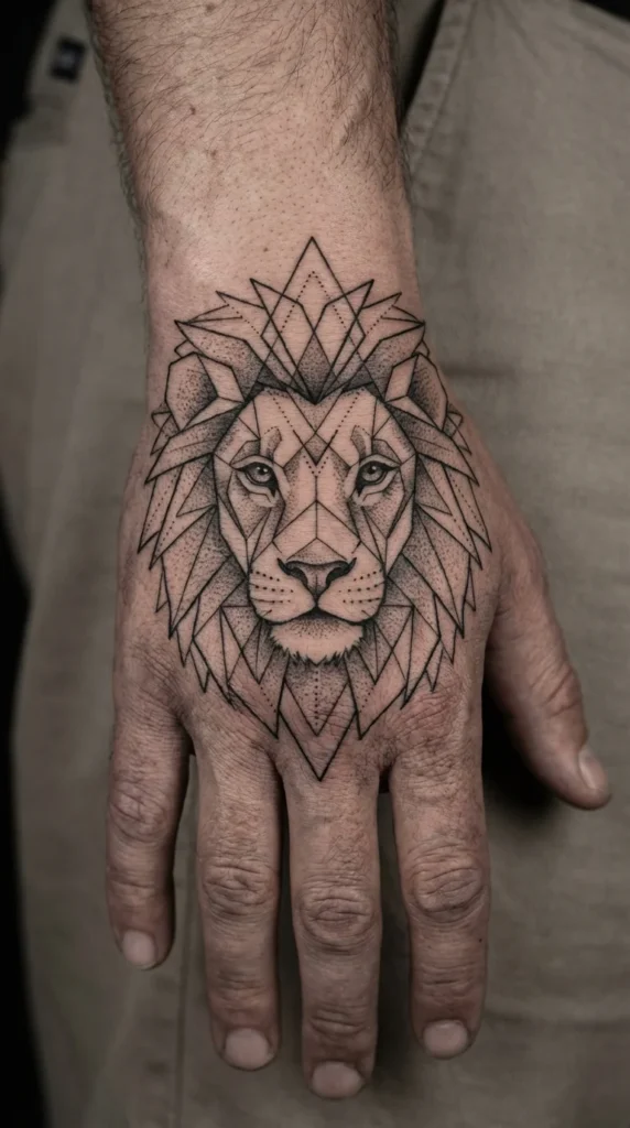 lion hand tattoo for men