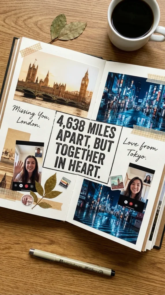 long distance relationship scrapbook layout