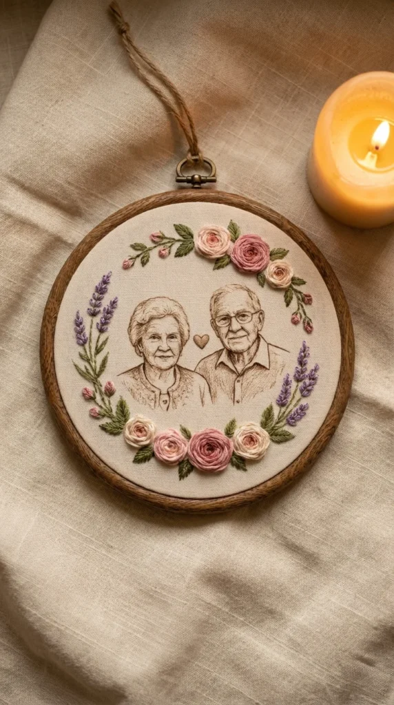 memorial embroidery from photo portrait hoop