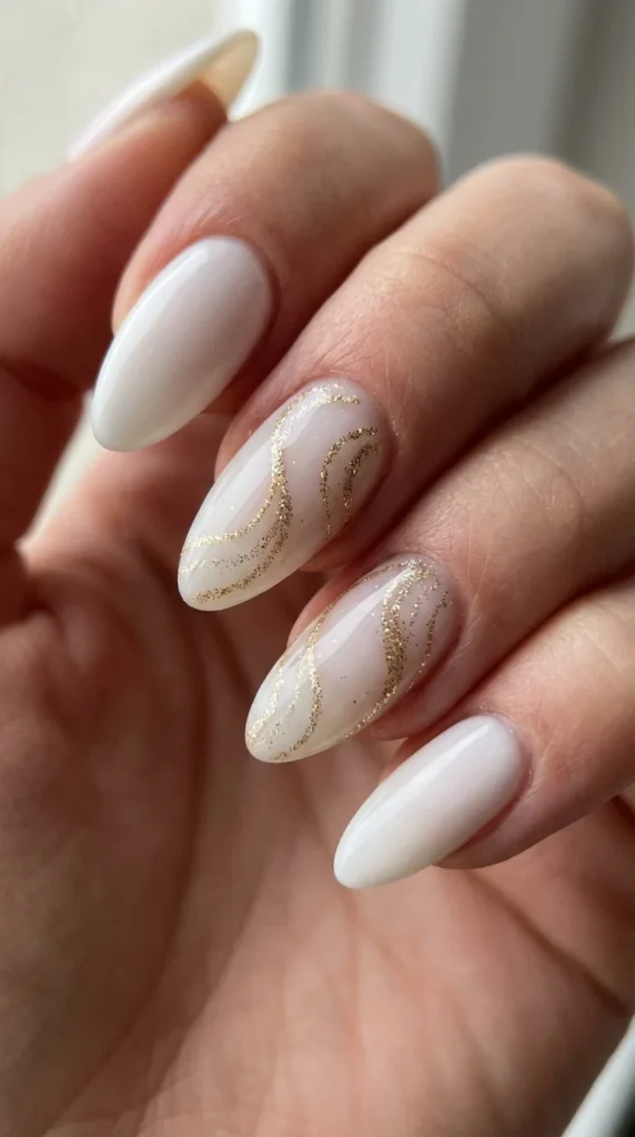 micro glitter swirl gel nails