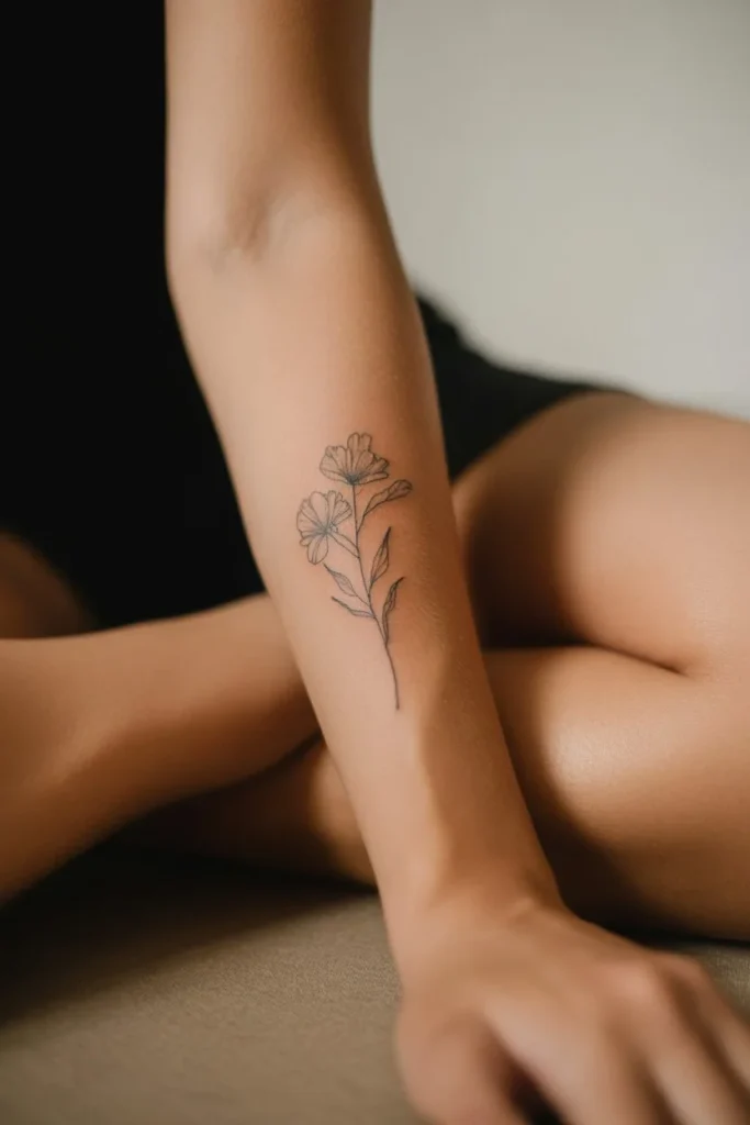 mini floral forearm tattoo