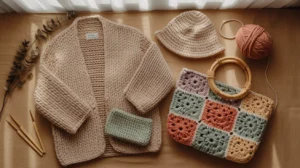 modern crochet ideas flat lay