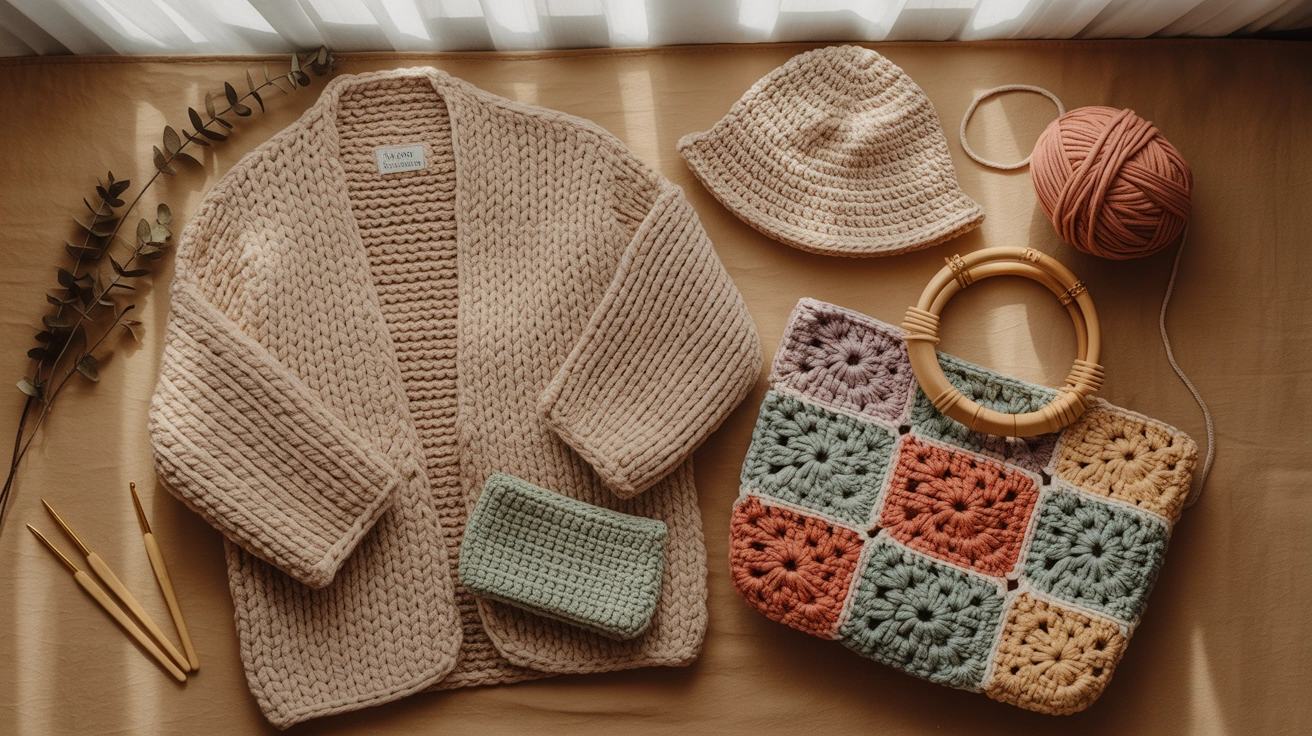 modern crochet ideas flat lay