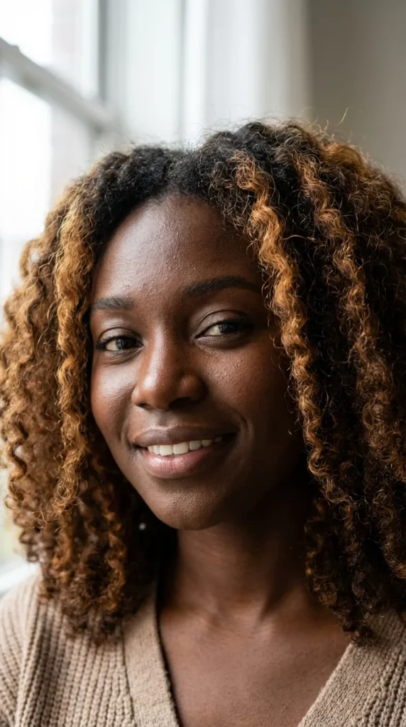 money piece highlights Black hair