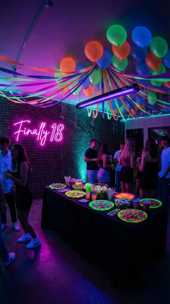 neon birthday party setup ideas