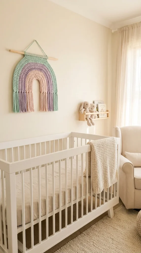 nursery crochet wall hanging pastel