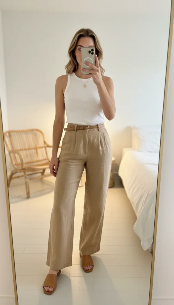 outfits simple tank wide-leg trouser
