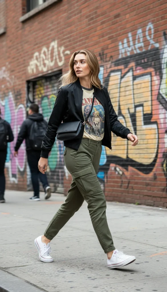 outfits streetwear cargo pants bomber