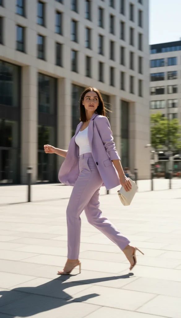 pastel power suit career fair