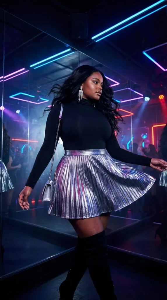plus size baddie club outfits metallic