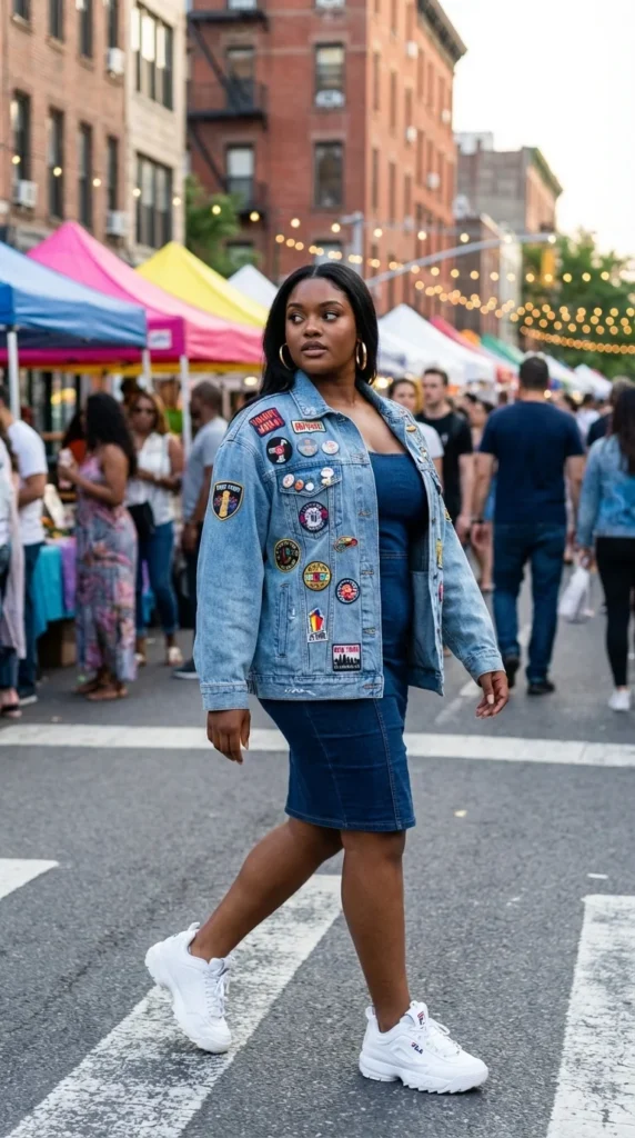 plus size streetwear looks denim