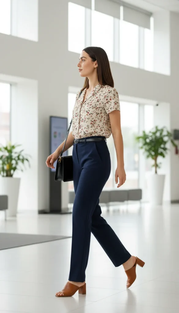 printed blouse career fair outfit
