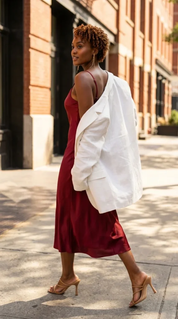 red slip dress blazer July 4th