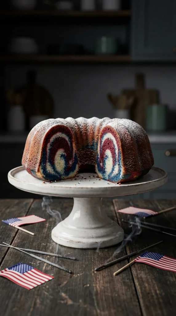red white and blue cake