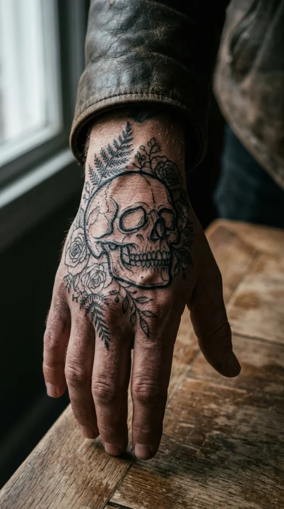 skull hand tattoos guys