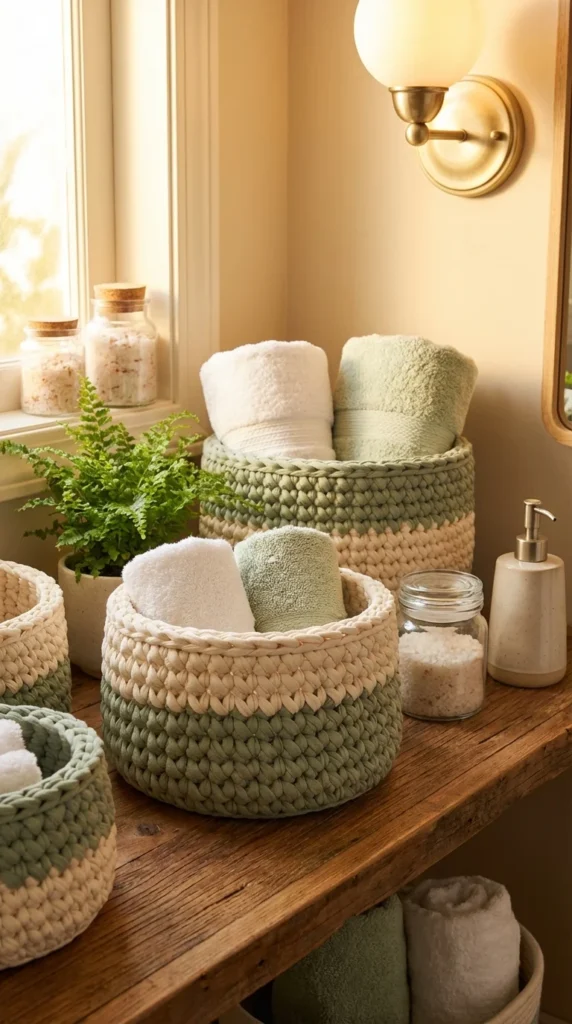 t-shirt yarn basket upcycle adult craft