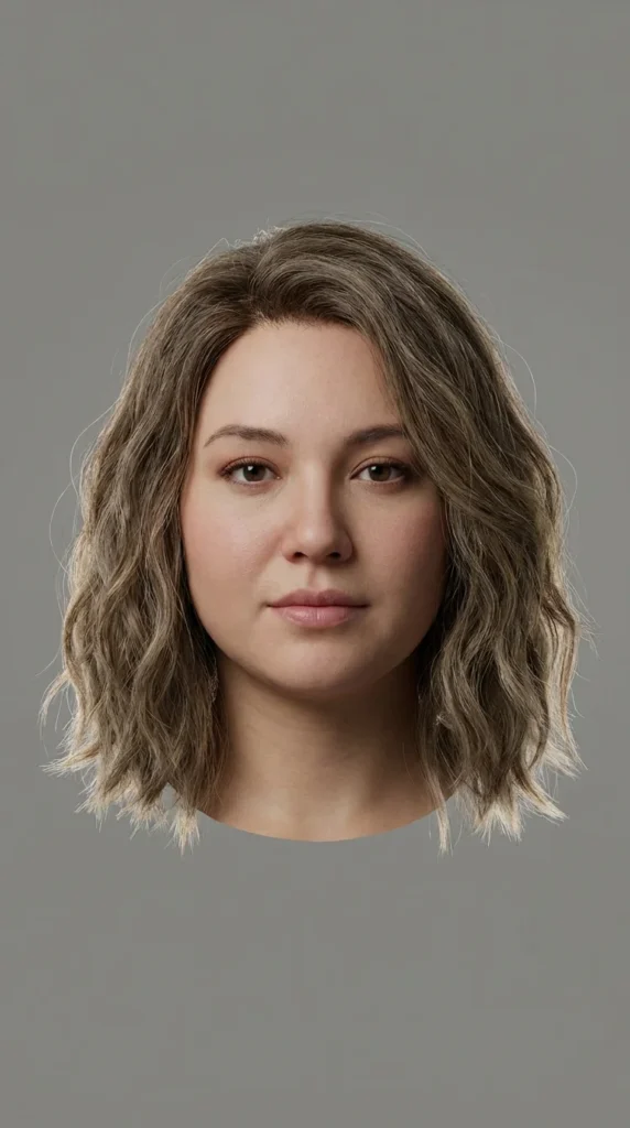 textured lob round face women