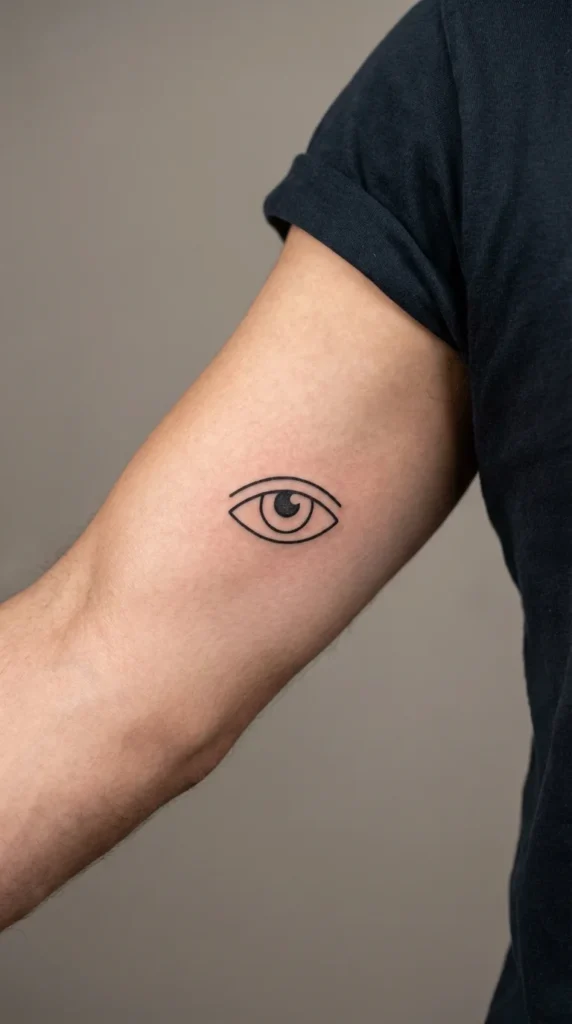 third eye bicep tattoo men