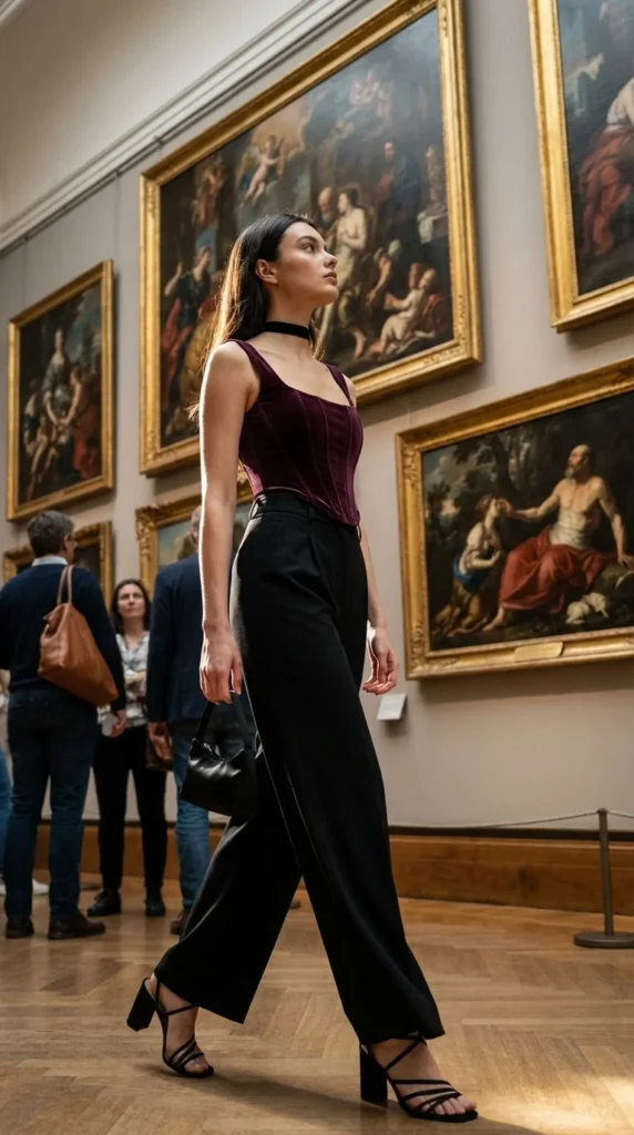 velvet corset wide-leg dark coquette