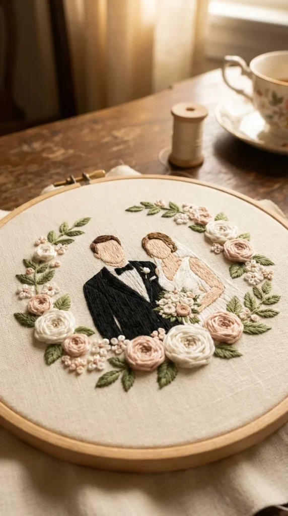 wedding photo embroidery keepsake hoop