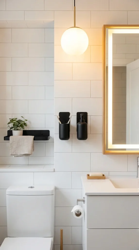Adhesive wall mounted bathroom holders