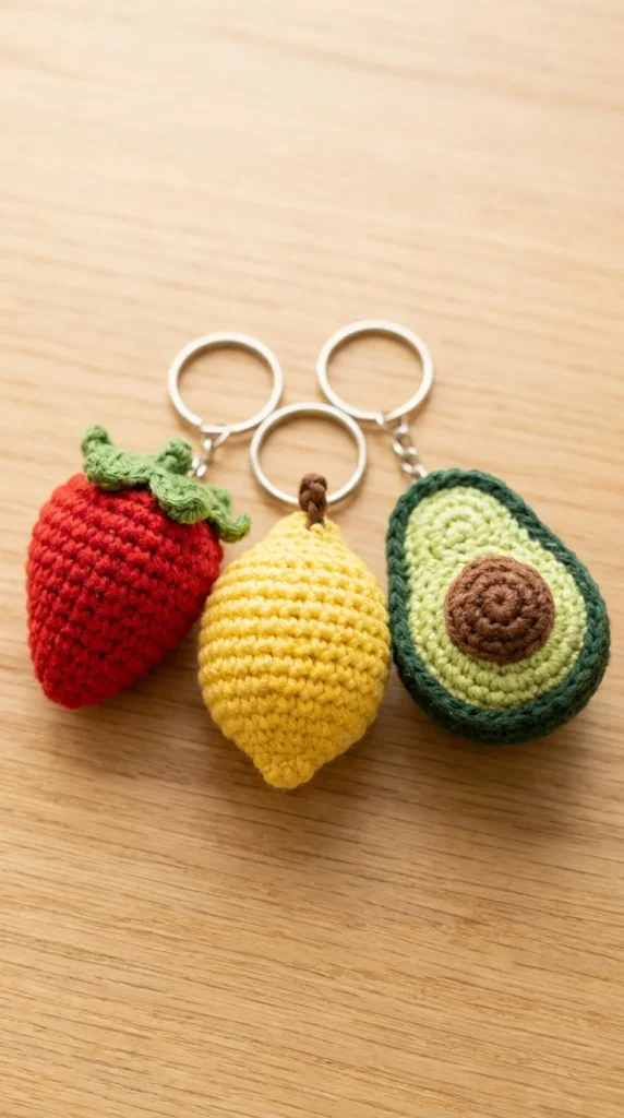 Amigurumi crochet fruit keychain