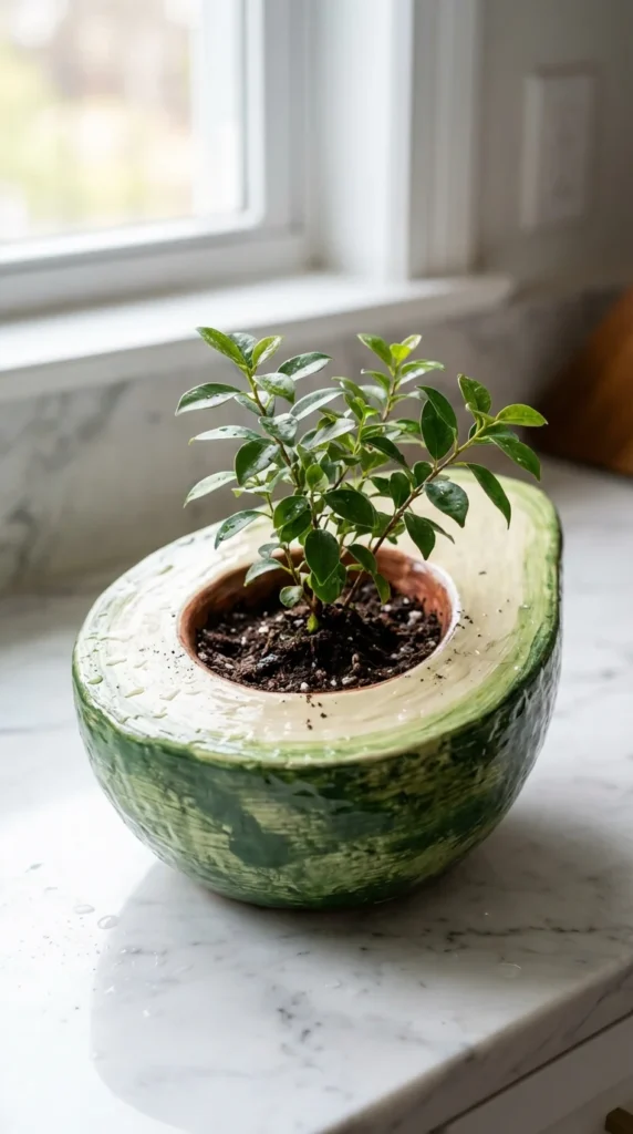 Avocado novelty painted flower pot