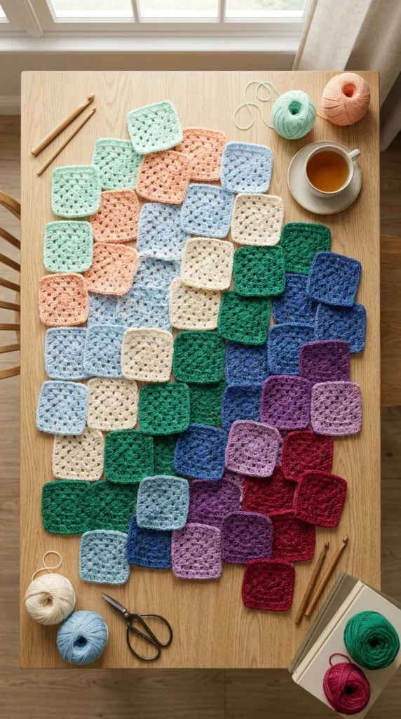 Beginner granny square crochet coaster