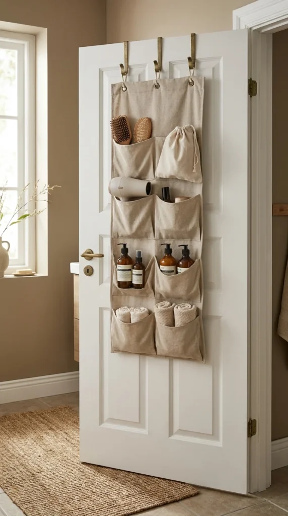 Behind door bathroom organizer