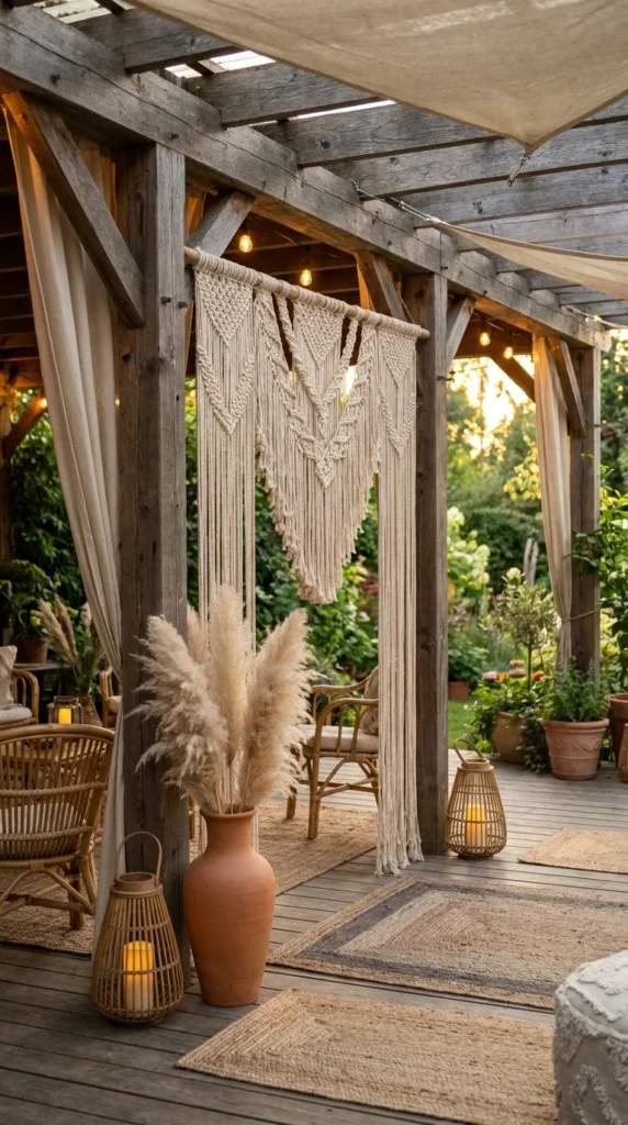 Boho macramé outdoor pavilion