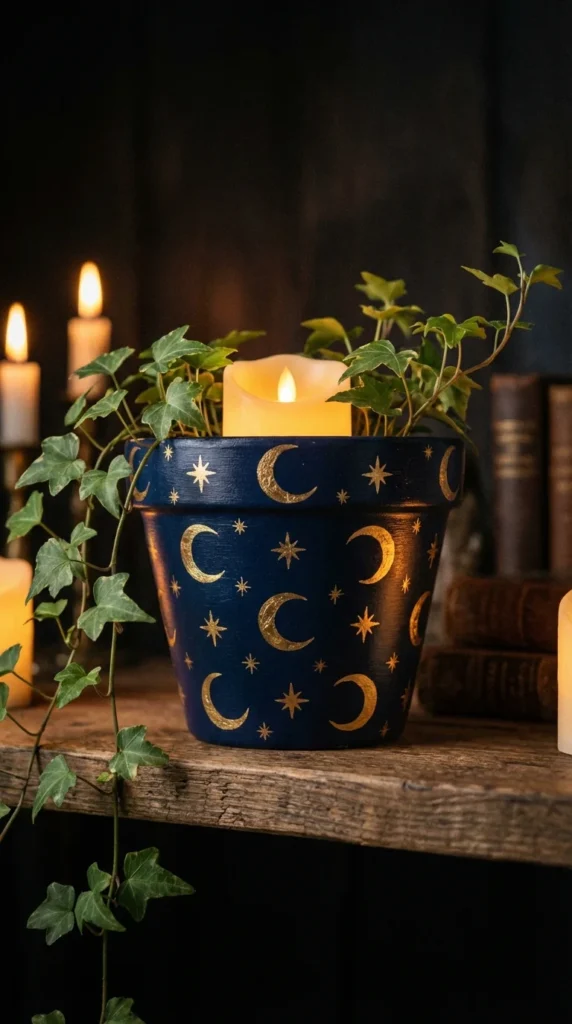 Celestial painted flower pot stars