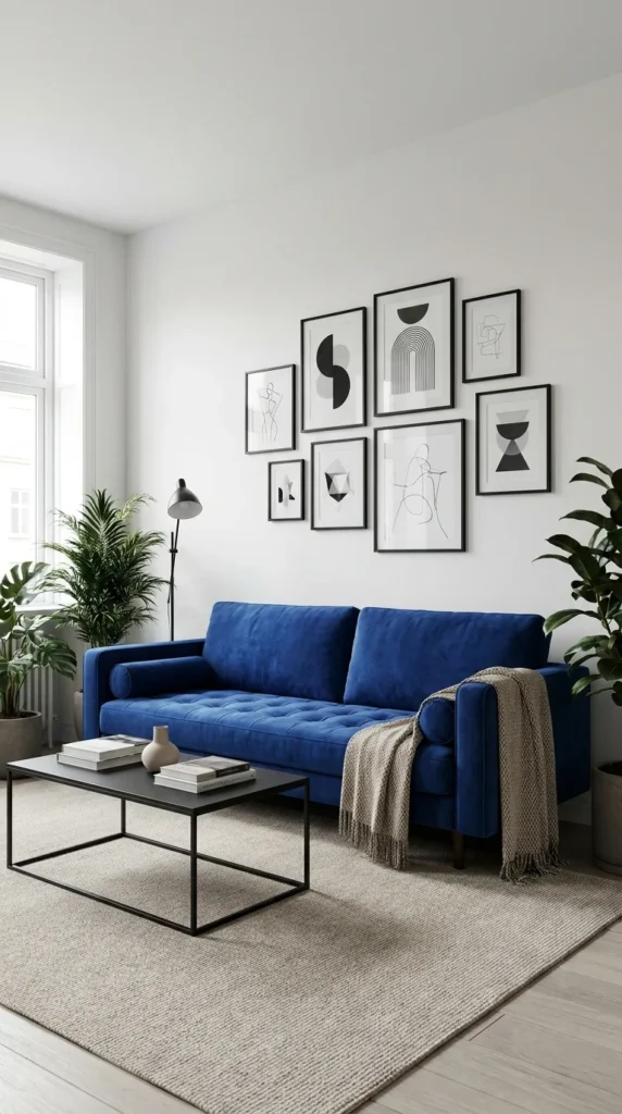Cobalt blue sofa minimalist living room