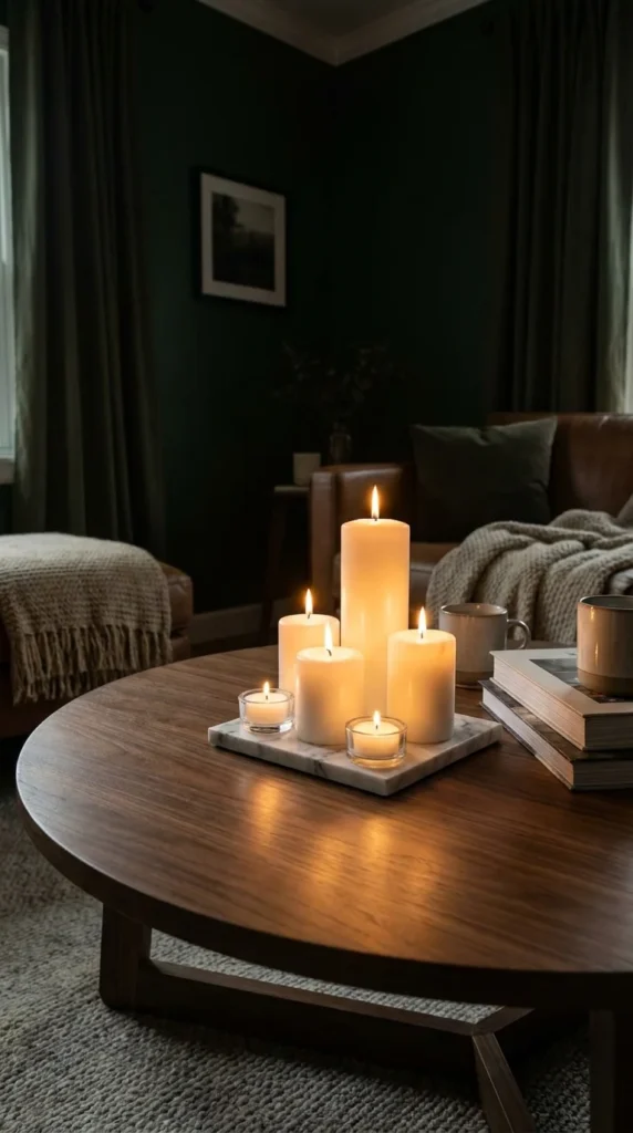 Coffee table candle arrangement ideas