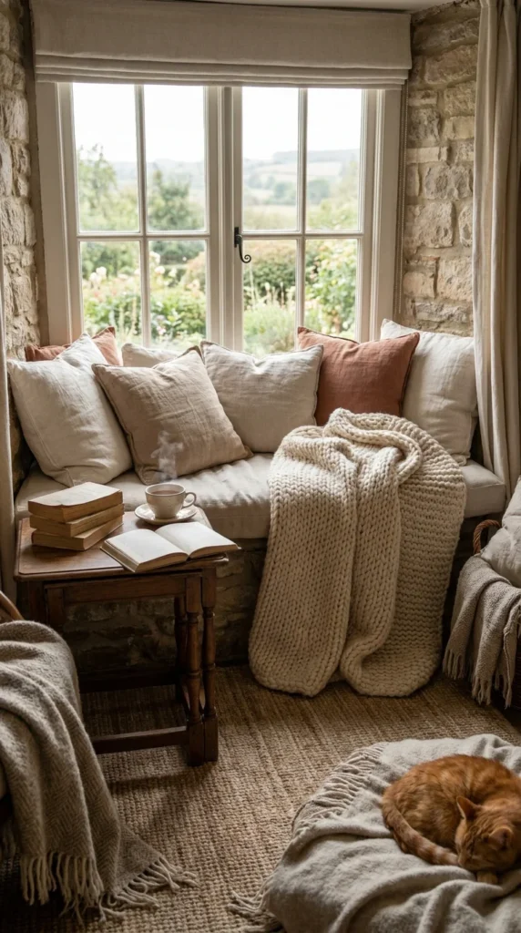 Cozy reading nook country cottage