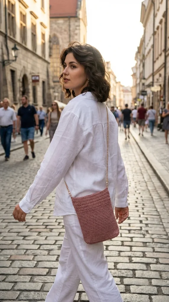 Crochet accessories for women crossbody bag