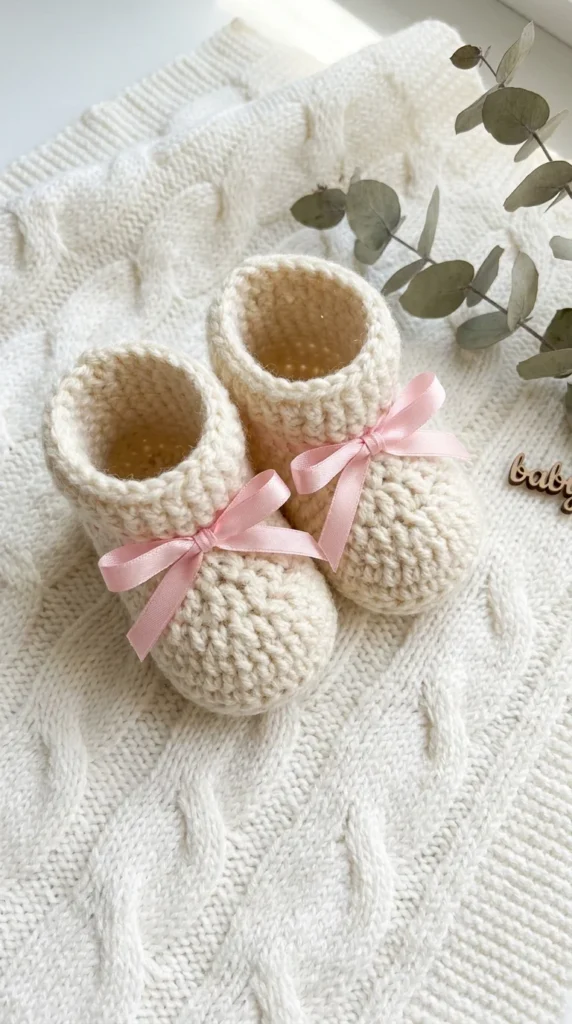 Crochet baby booties handmade