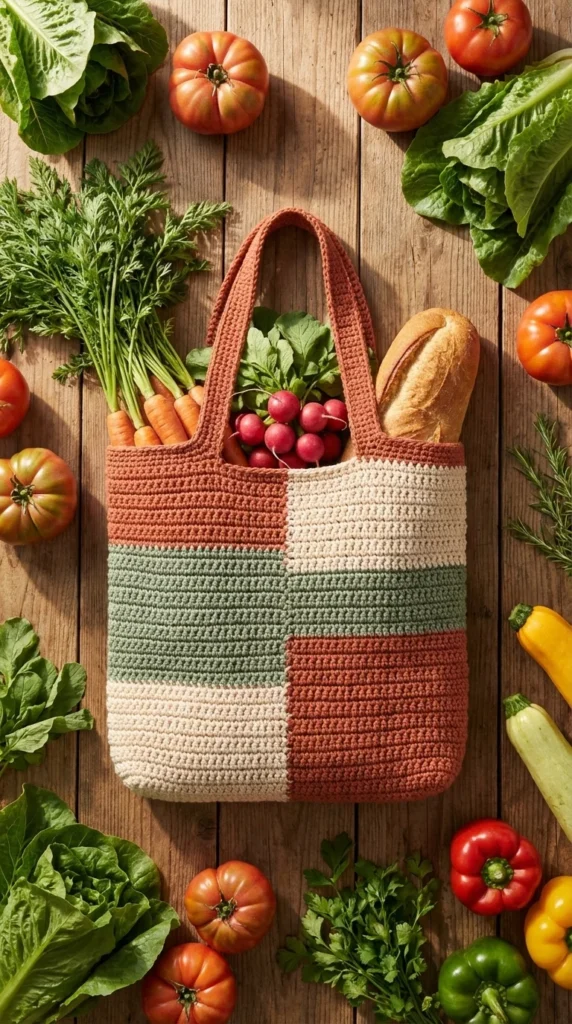 Crochet bags and totes colorblock