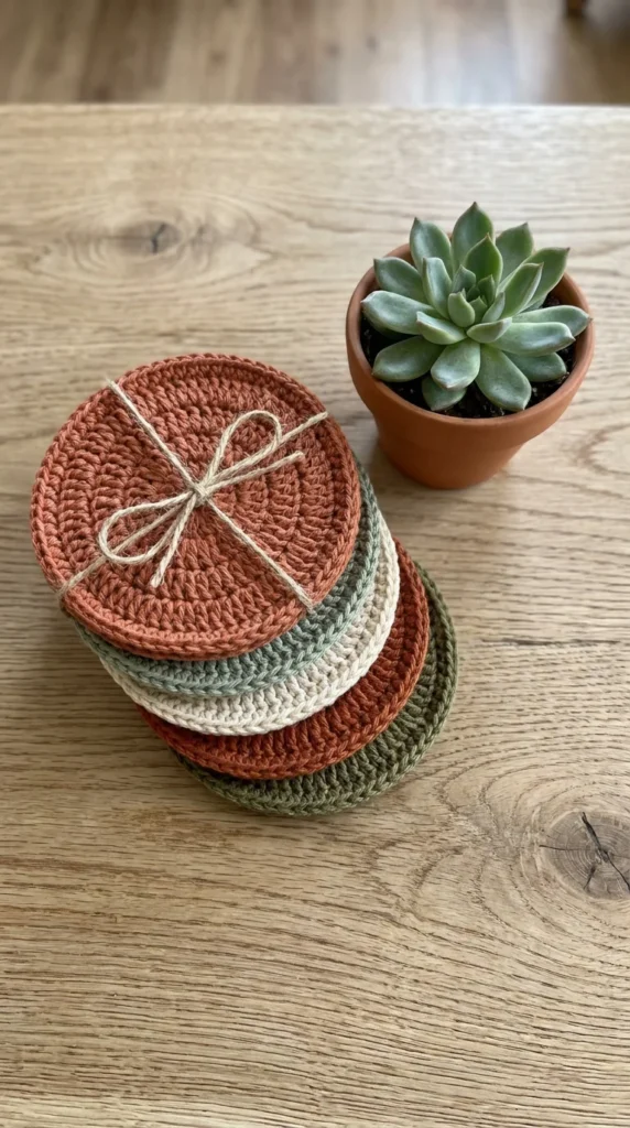 Crochet coaster set handmade gift